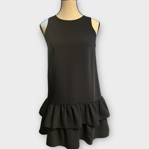 Womens Loft Black Dress With Ruffles - Picture 2 of 6
